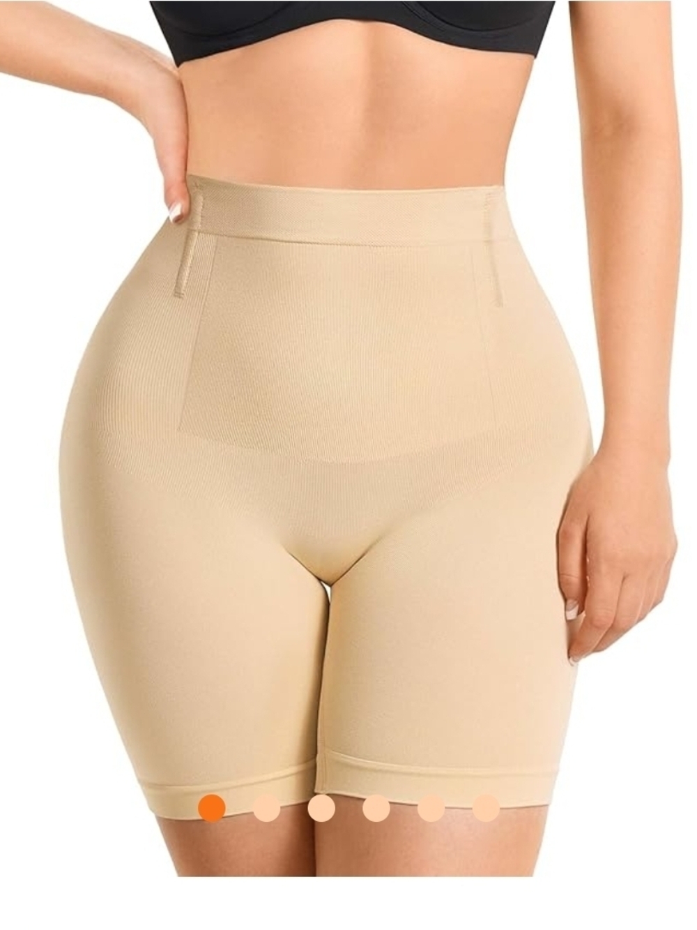 High-Waist Beige Shaping Shorts - Seamless Tummy Control